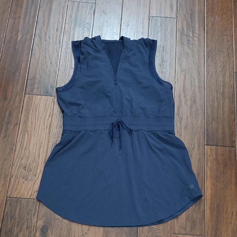 GAP Navy Blue GapFit Sleeveless Activewear Dress with hoodie size Large